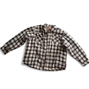 Wrangler Men's 2XL Sherpa Lined Plaid Flannel Shirt Jacket Shacket Brown